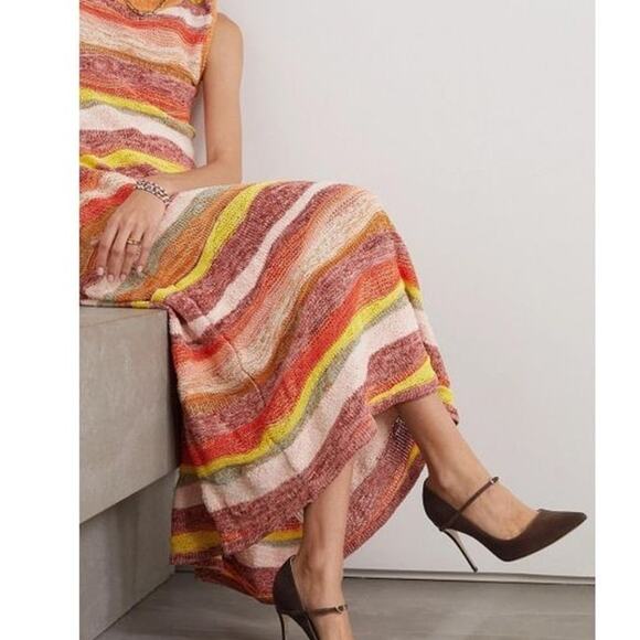 Ulla Johnson Gaia Wavy-Stripes A-Line Knit Maxi Dress in Agate size large L - Picture 3 of 16